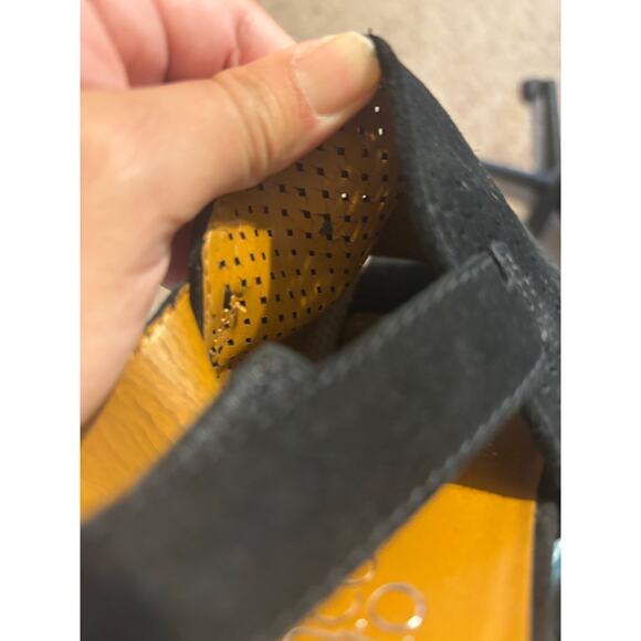 Franco Sarto Austin black leather sandal heel sz 9.5 - Picture 9 of 10